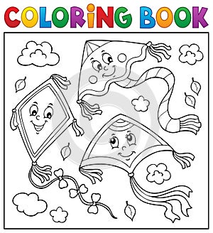 Coloring book happy autumn kites topic 2