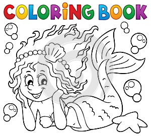 Coloring book happy mermaid