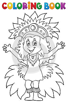 Coloring book happy samba dancer theme 1