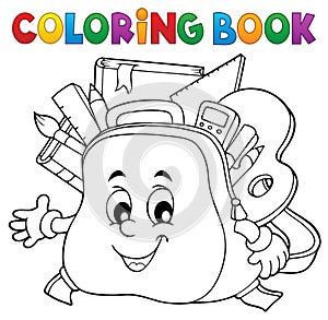 Coloring book happy schoolbag topic 1 photo