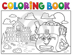 Coloring book happy schoolbag topic 3 photo