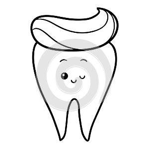Coloring book, Happy tooth and toothpaste