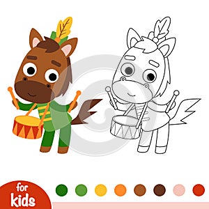 Coloring book, Horse drummer