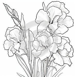 Coloring Book: Iris Flower In The Style Of Jocelyn Hobbie