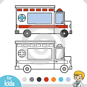 Coloring book for kids, Ambulance car