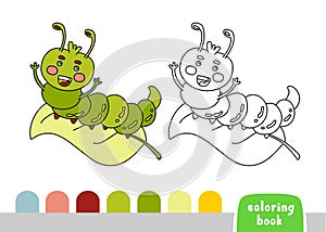 Coloring Book for Kids Caterpillar Page for Books Magazines Vector Illustration Template