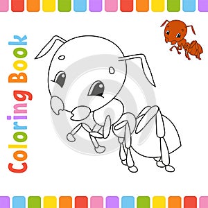 Coloring book for kids. Cheerful character. Vector illustration. Cute cartoon style. Fantasy page for children. Black contour