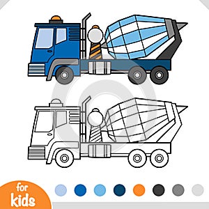 Coloring book for kids, Concrete mixer truck