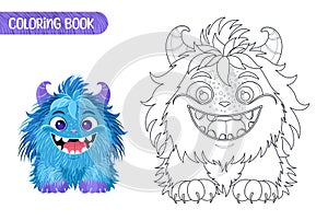 Coloring book for kids. Cute funny monster.