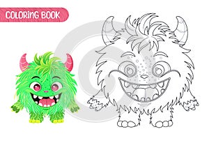 Coloring book for kids. Cute funny monster.