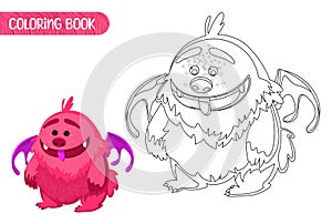 Coloring book for kids. Cute funny monster.