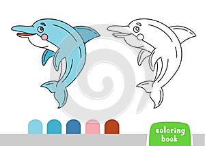 Coloring Book for Kids Dolphin Page for Books Magazines Vector Illustration Template