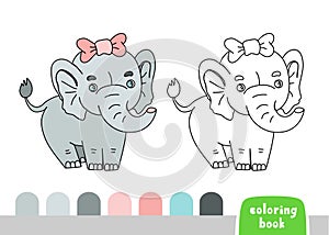 Coloring Book for Kids Elephant Page for Books Magazines Vector Illustration Template