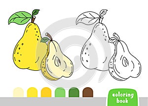 Coloring Book for Kids Pear Page for Books Magazines Coloring Vector Illustration