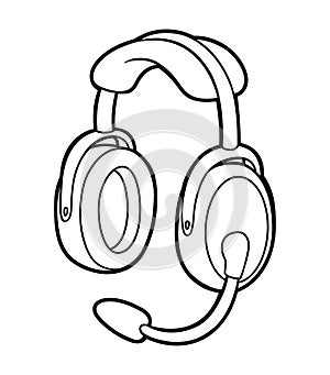 Coloring book for kids, Pilots headphones