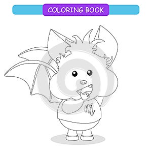 Coloring book for kids - rat smiling. Black and white cute cartoon unicorns.