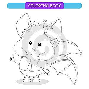 Coloring book for kids - rat smiling. Black and white cute cartoon unicorns.