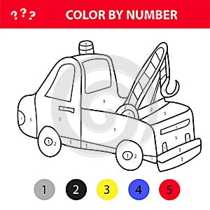Coloring book for kids, Tow truck, transportation, child magazine