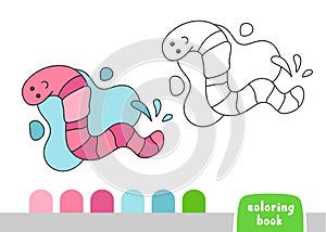 Coloring Book for Kids Worm Page for Books Magazines Vector Illustration Template