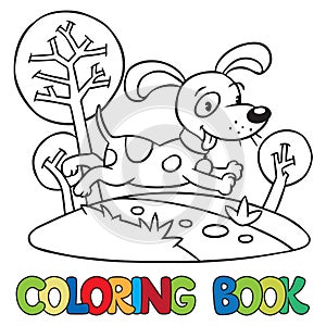 Coloring book of little dog or puppy