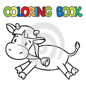 Coloring book of little funny cow or calf