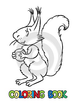 Coloring book of lttle funny squirrel