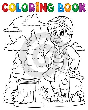 Coloring book lumberjack theme 1 photo