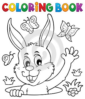 Coloring book lurking Easter bunny