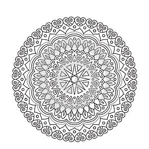Coloring Book Mandala. Circle lace ornament, round ornamental pattern, black and white design. vector for page adults