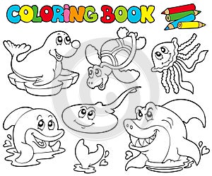 Coloring book with marine animals 1