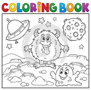 Coloring book monsters in space theme 1