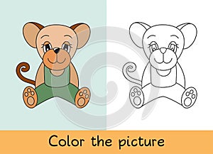 Coloring book. Mouse, rat. Cartoon animall. Kids game. Color picture. Learning by playing. Task for children photo