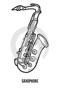 Coloring book: musical instruments (saxophone)