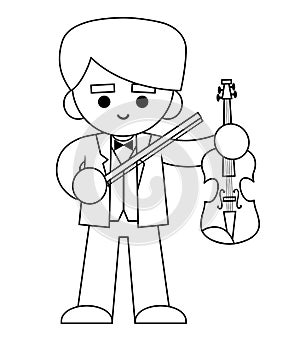 Coloring book, Musician man and Violin