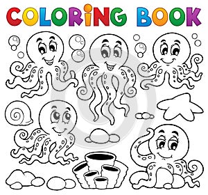 Coloring book octopus theme 1