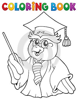 Coloring book owl teacher theme 3