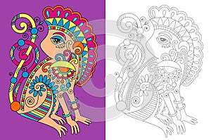 Coloring book page for adults with unusual