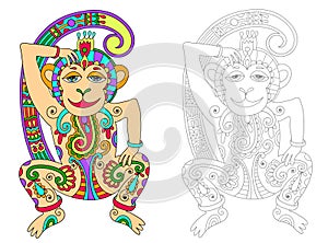 Coloring book page for adults with unusual