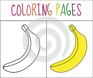 Coloring book page. Banana. Sketch and color version. Coloring for kids. Vector illustration