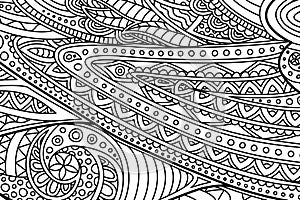 Coloring book page with black and white line art