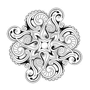 Coloring book page with ethnic ornaments