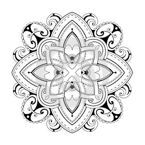 Coloring book page with ethnic ornaments