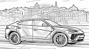 Lamborghini Urus Coloring Book Page photo