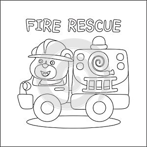 coloring book or page of fire rescue car,
