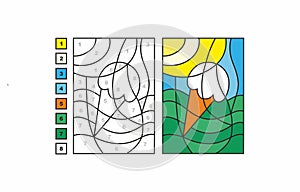Coloring book page by ice cream numbers for children. Puzzle game for children\'s learning, activities, creativity.