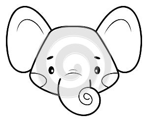 Coloring book or page for kids. Elephant black and white outline illustration