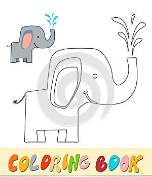 Coloring book or page for kids. Elephant black and white vector illustration