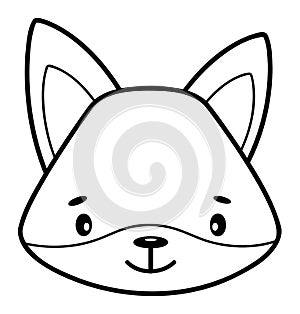 Coloring book or page for kids. Fox black and white outline illustration
