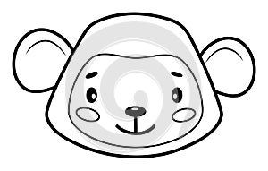 Coloring book or page for kids. Monkey black and white outline illustration