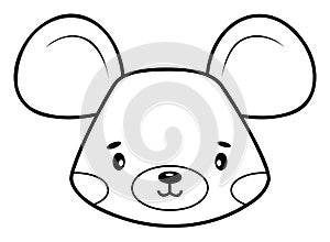 Coloring book or page for kids. Mouse black and white outline illustration